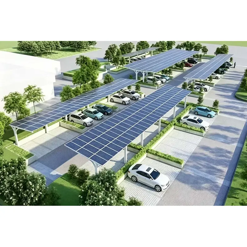 Sistem de carport solar cu tuburi pătrate